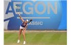 BIRMINGHAM, ENGLAND - JUNE 11: Johanna Konta of England serves against Aleksandra Wozniak of Canada on day three of the Aegon Classic at Edgbaston Priory Club on June 11, 2014 in Birmingham, England. (Photo by Tom Dulat/Getty Images)